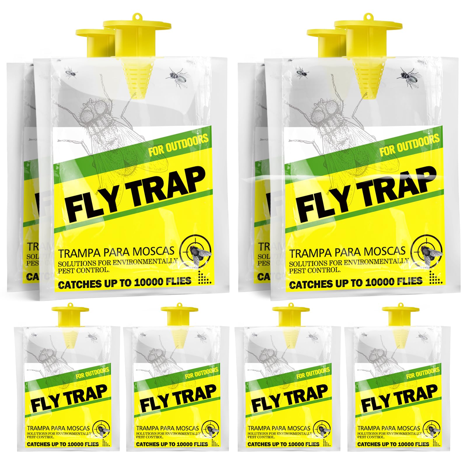 USKICH Outdoor Hanging Fly Trap, clear bag front view