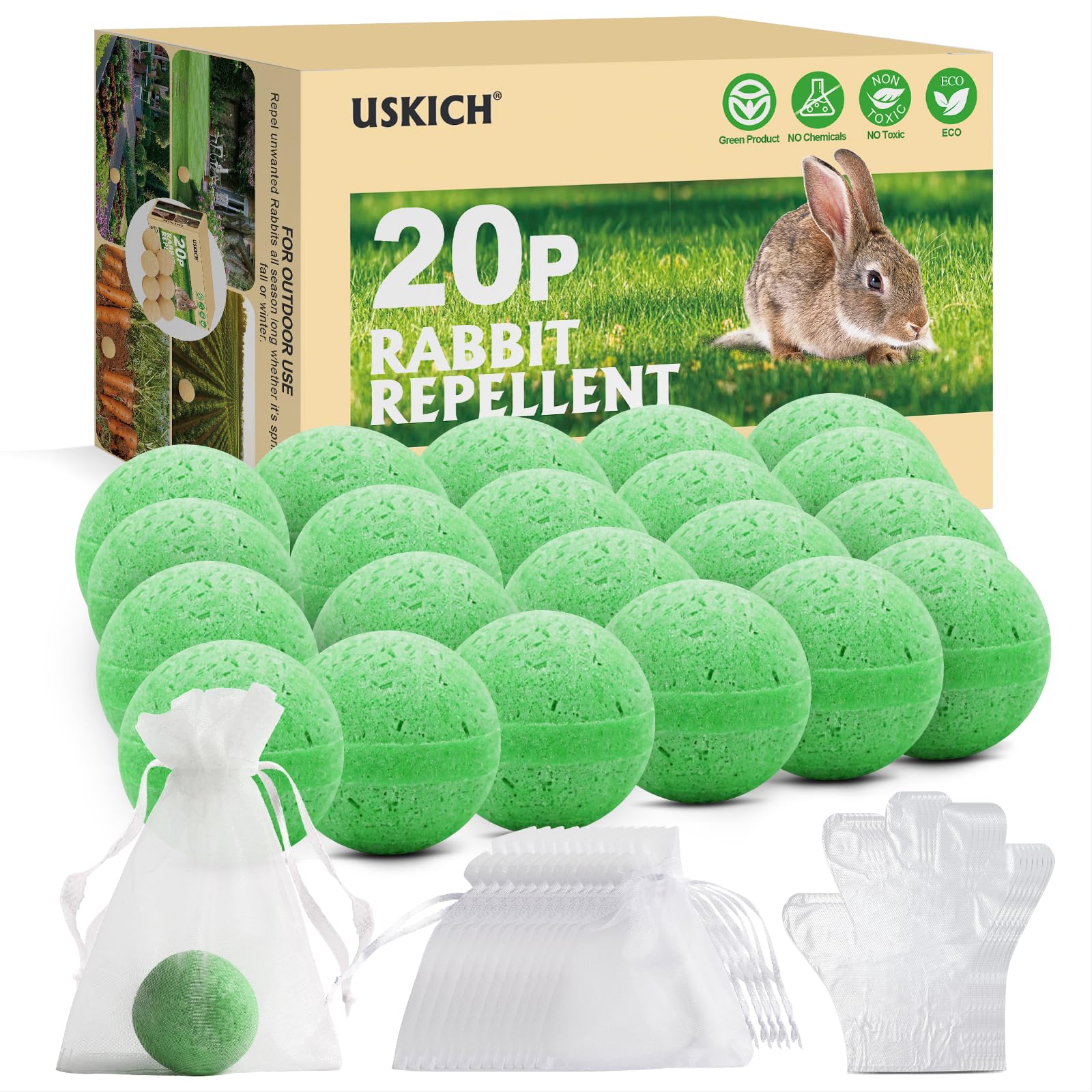 USKICH Rabbit Repellent 20 pack with peppermint scent