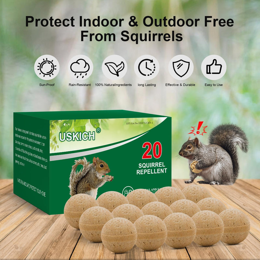 USKICH Squirrel Repellent Balls in a garden setting
