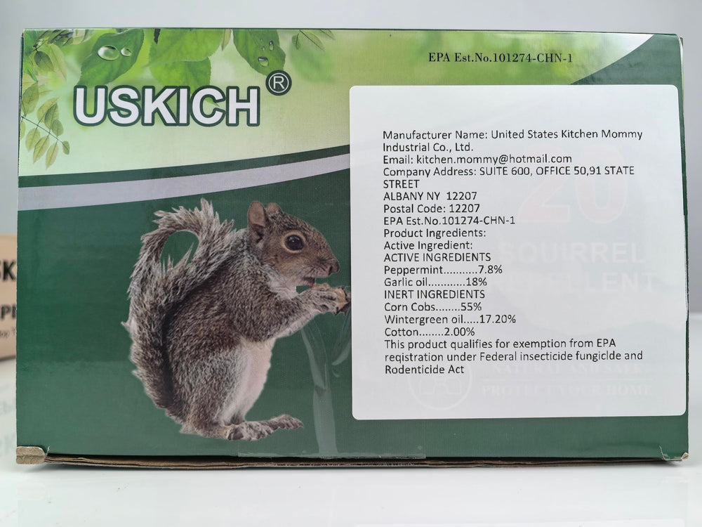 USKICH Squirrel Repellent Balls laid out on a table