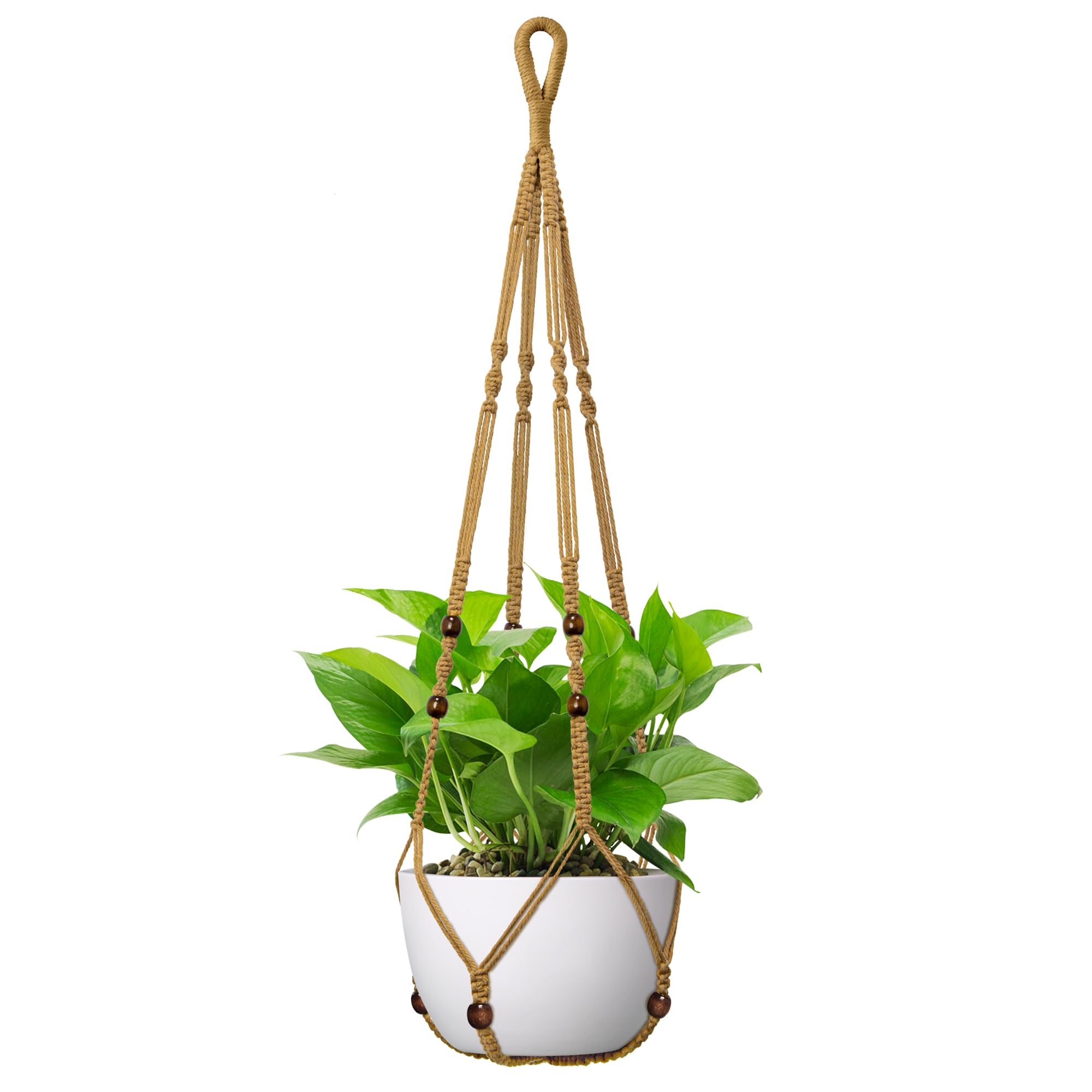 USLAI Macrame Plant Hanger 35 inch brown model front view