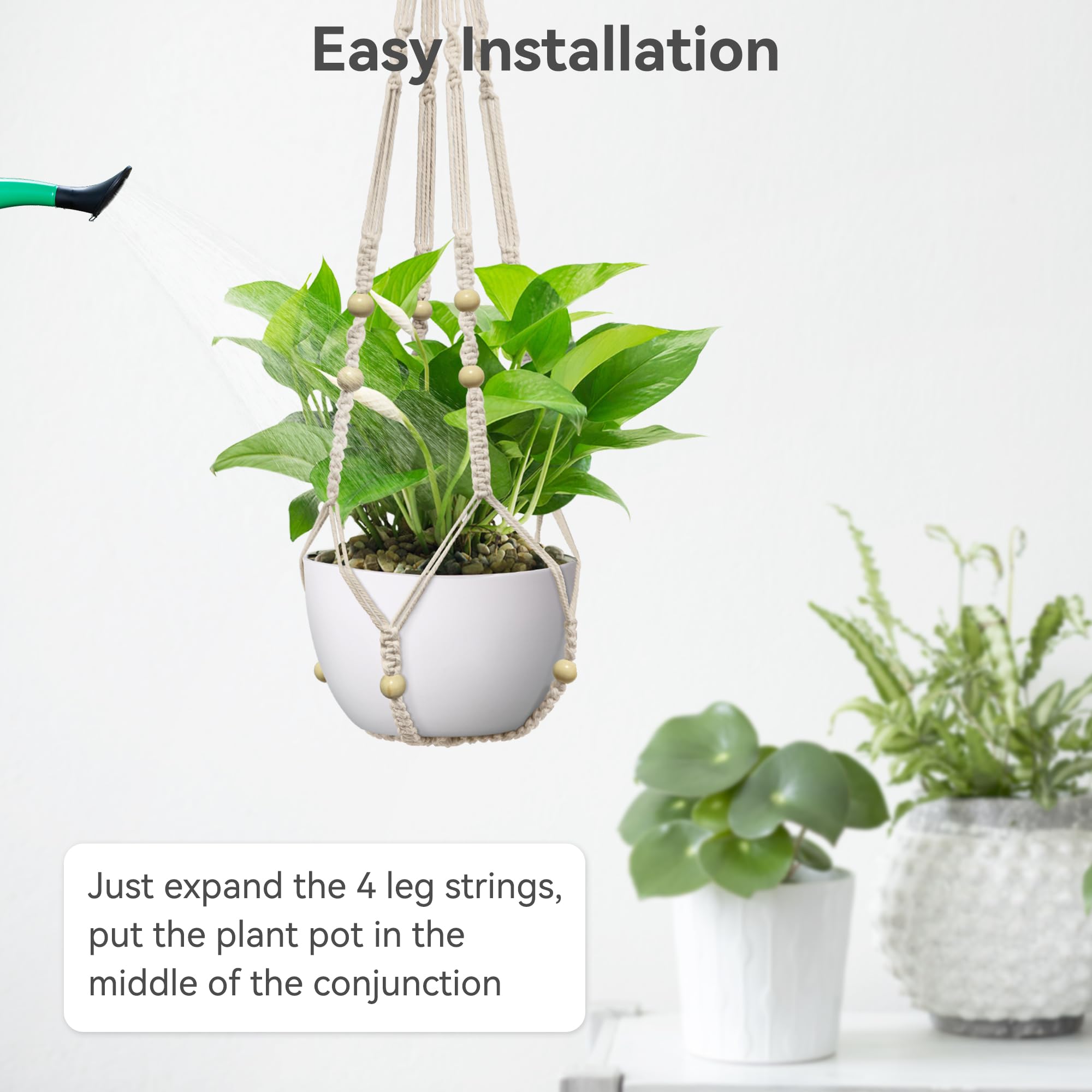 USLAI Macrame Plant Hanger beside a window with natural light