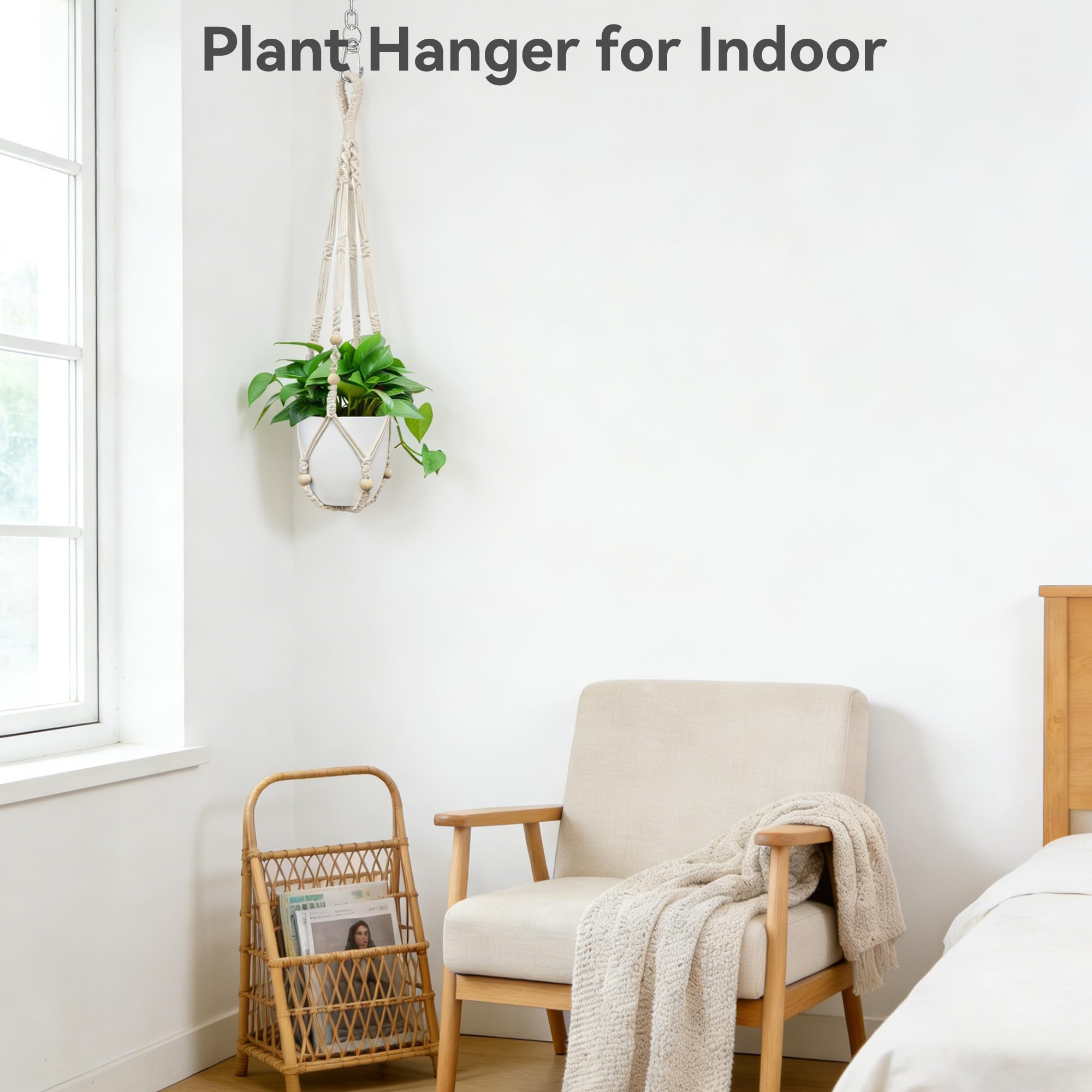 USLAI Macrame Plant Hanger displayed in a home setting