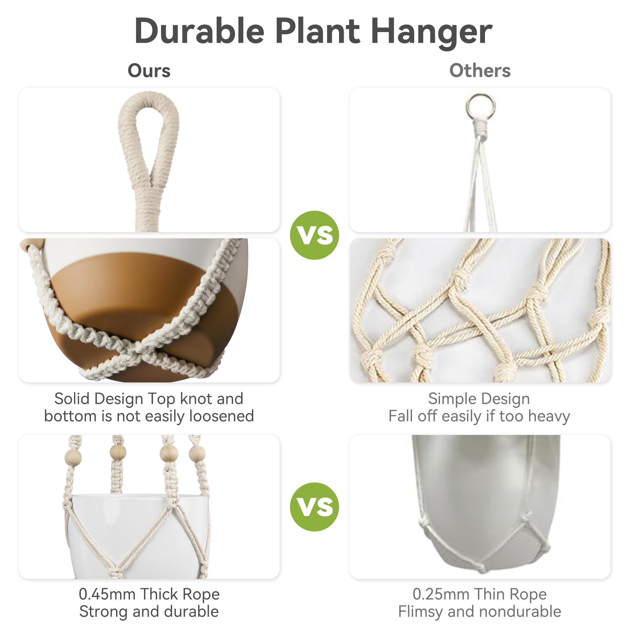 USLAI Macrame Plant Hanger hanging with plant