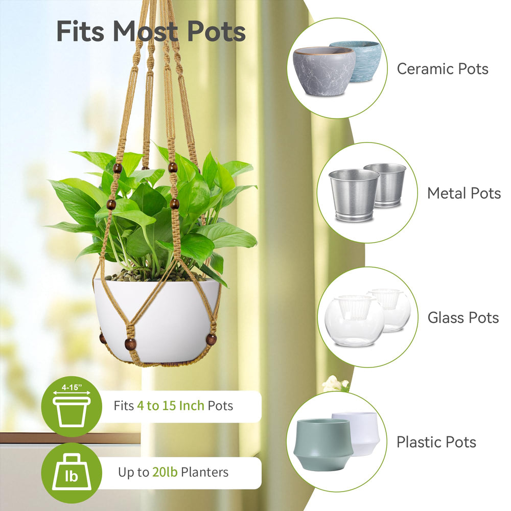 USLAI Macrame Plant Hanger holding a 10 inch pot