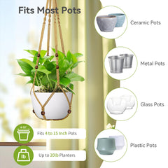 USLAI Macrame Plant Hanger holding a 10 inch pot