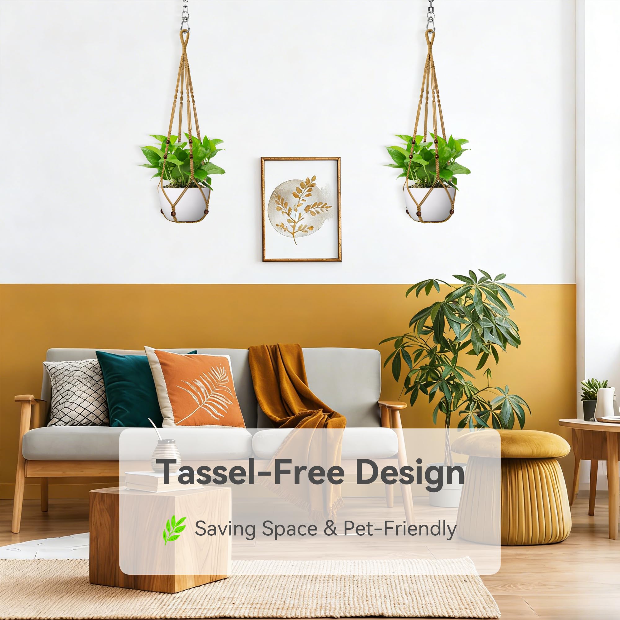USLAI Macrame Plant Hanger with 15 inch pot in use