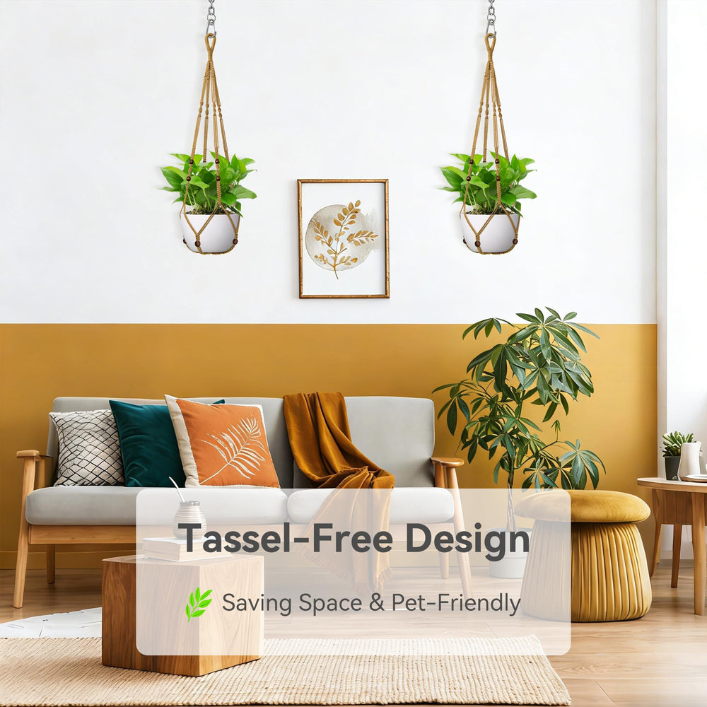 USLAI Macrame Plant Hanger with 15 inch pot in use