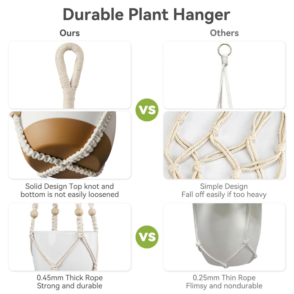 USLAI Macrame Plant Hanger with a potted plant inside