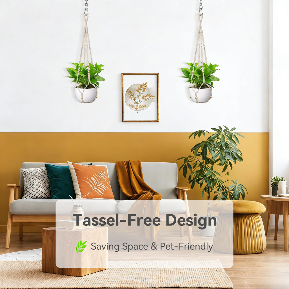USLAI Macrame Plant Hanger with various pots
