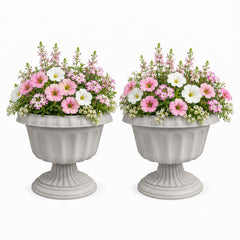 Usocik 10 Inch Outdoor Urn Planter front view in stone gray