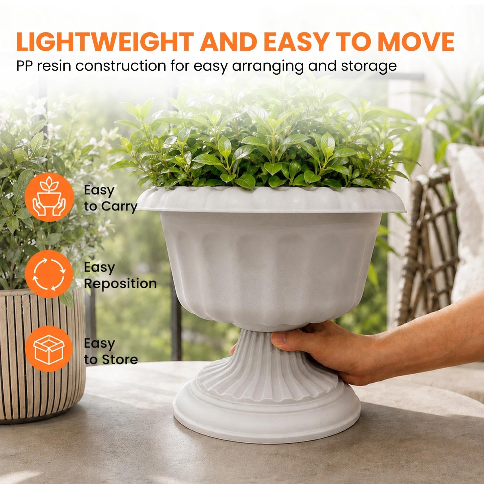 Usocik 10 Inch Outdoor Urn Planter top view showing inner opening