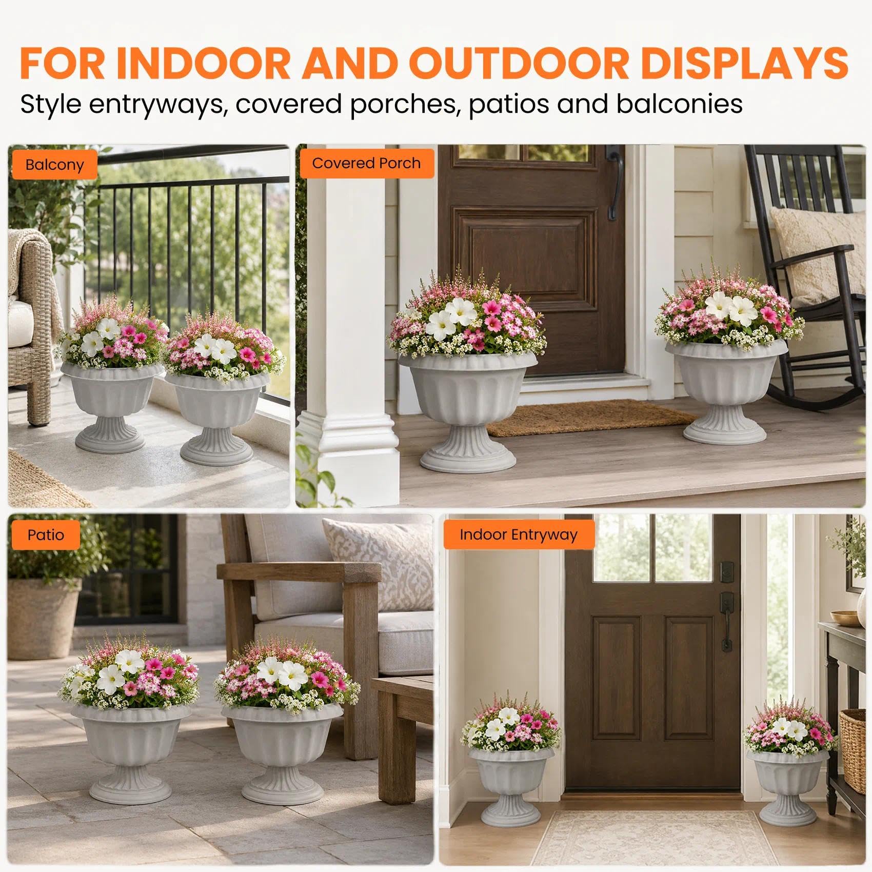 Usocik 10 Inch Outdoor Urn Planters close-up showing texture