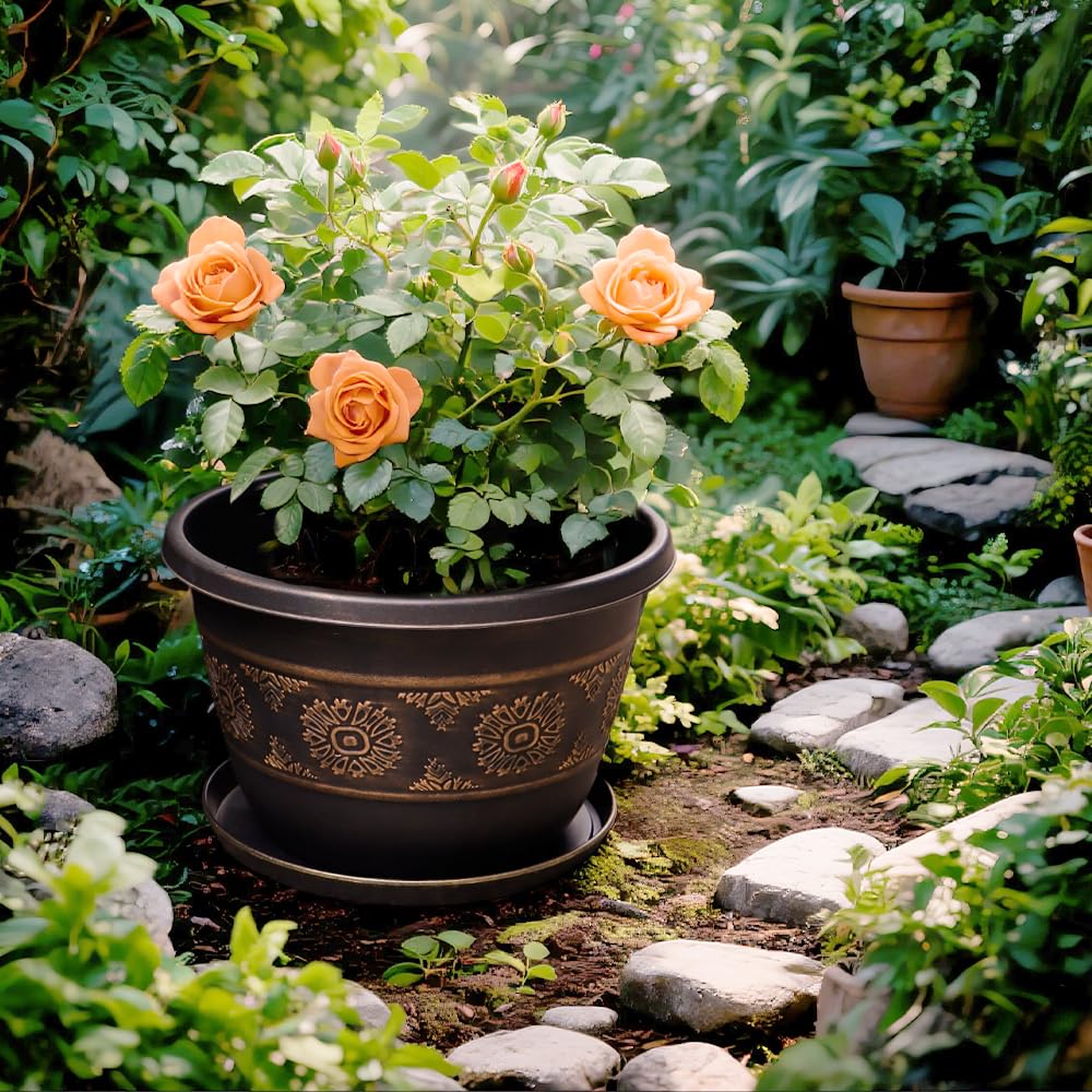 Usocik 16 Inch Planter arrangement with vibrant flowers