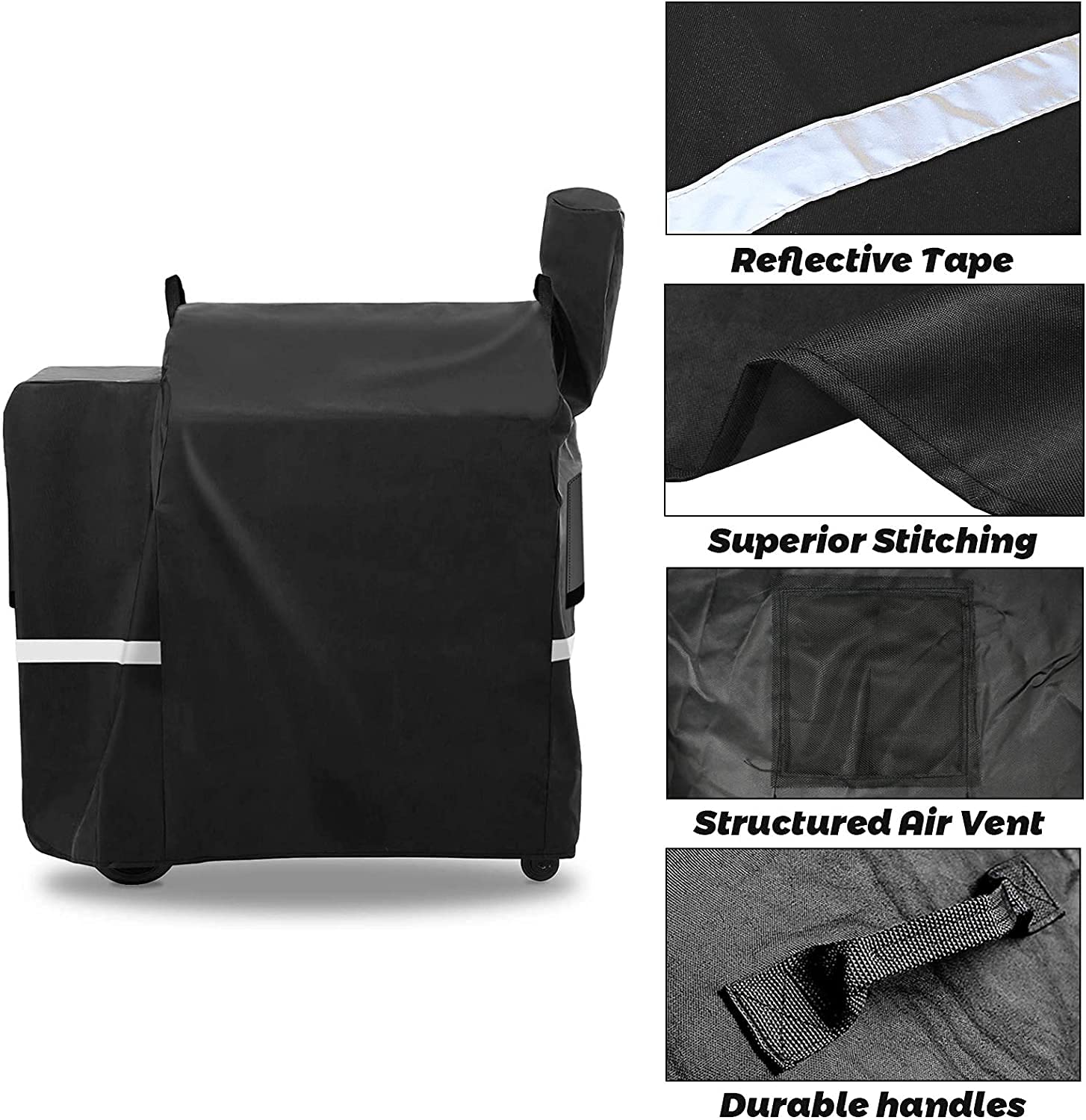 Utheer 600D waterproof grill cover, folded with smooth PVC backing