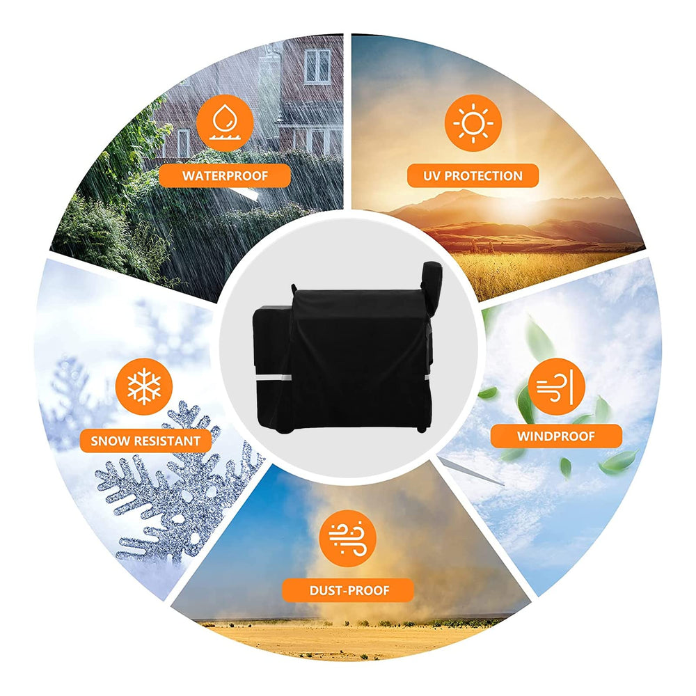 Utheer black grill cover with dimensions 53" L x 27" W x 49" H