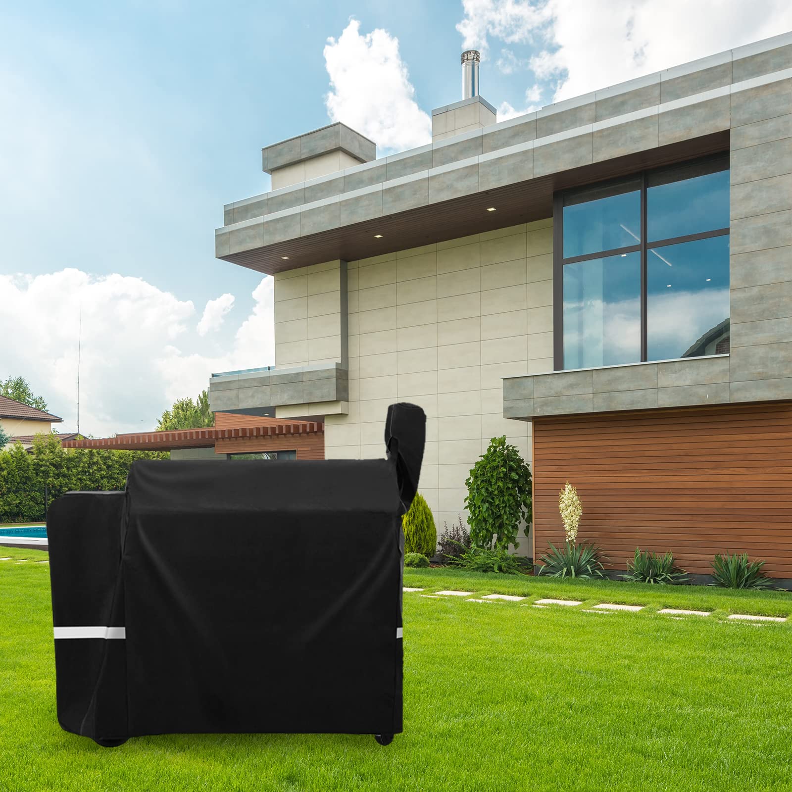 Utheer grill cover displayed in outdoor patio setting