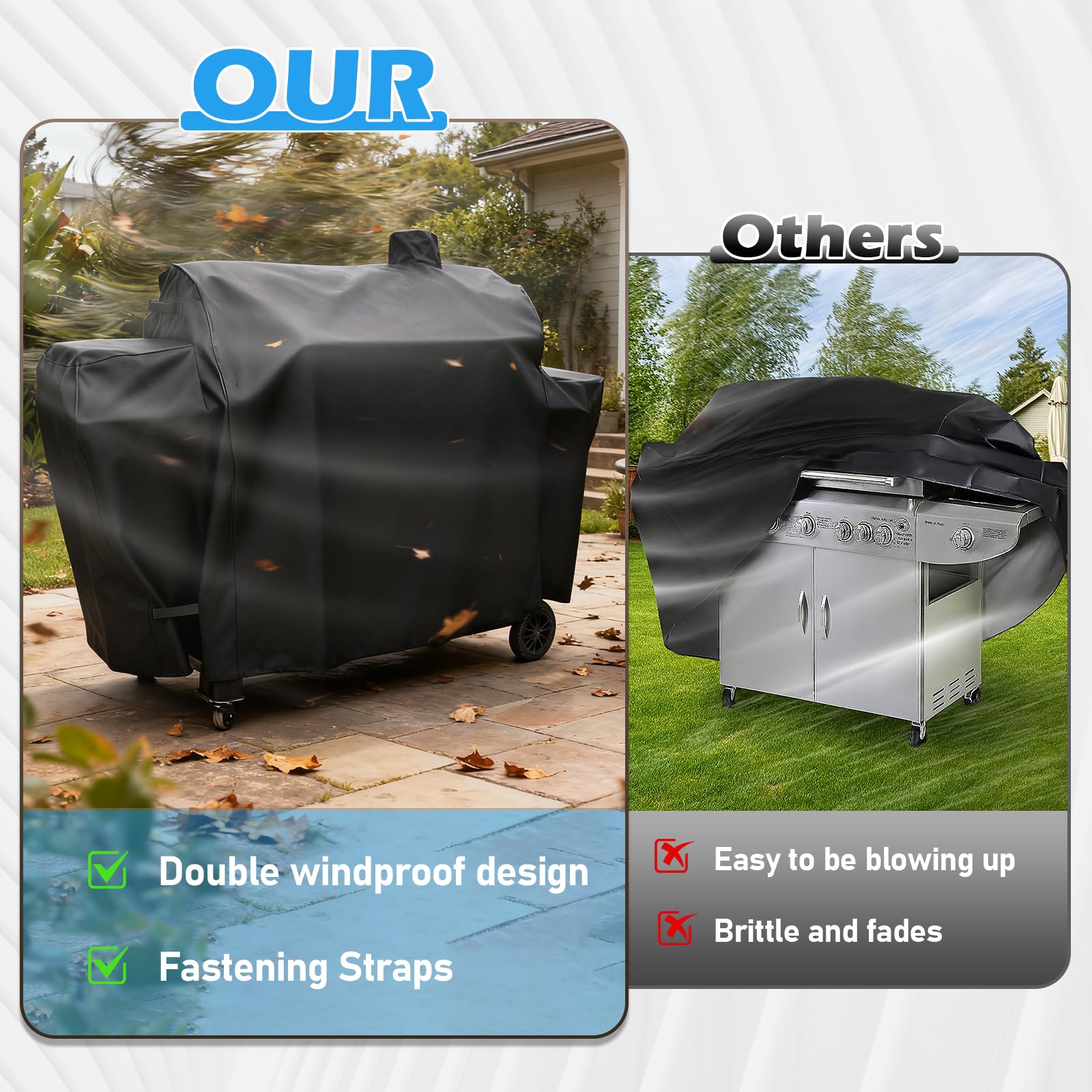Utheer Grill Cover features built-in side handles for easy handling