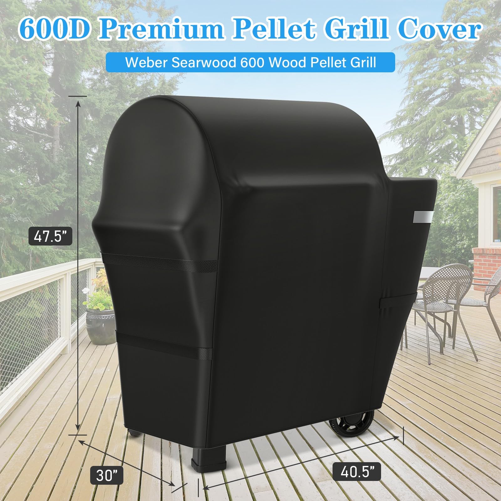 Utheer Grill Cover for Weber Searwood 600 side view