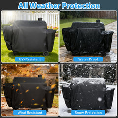 Utheer Grill Cover showing adjustable hook-and-loop straps