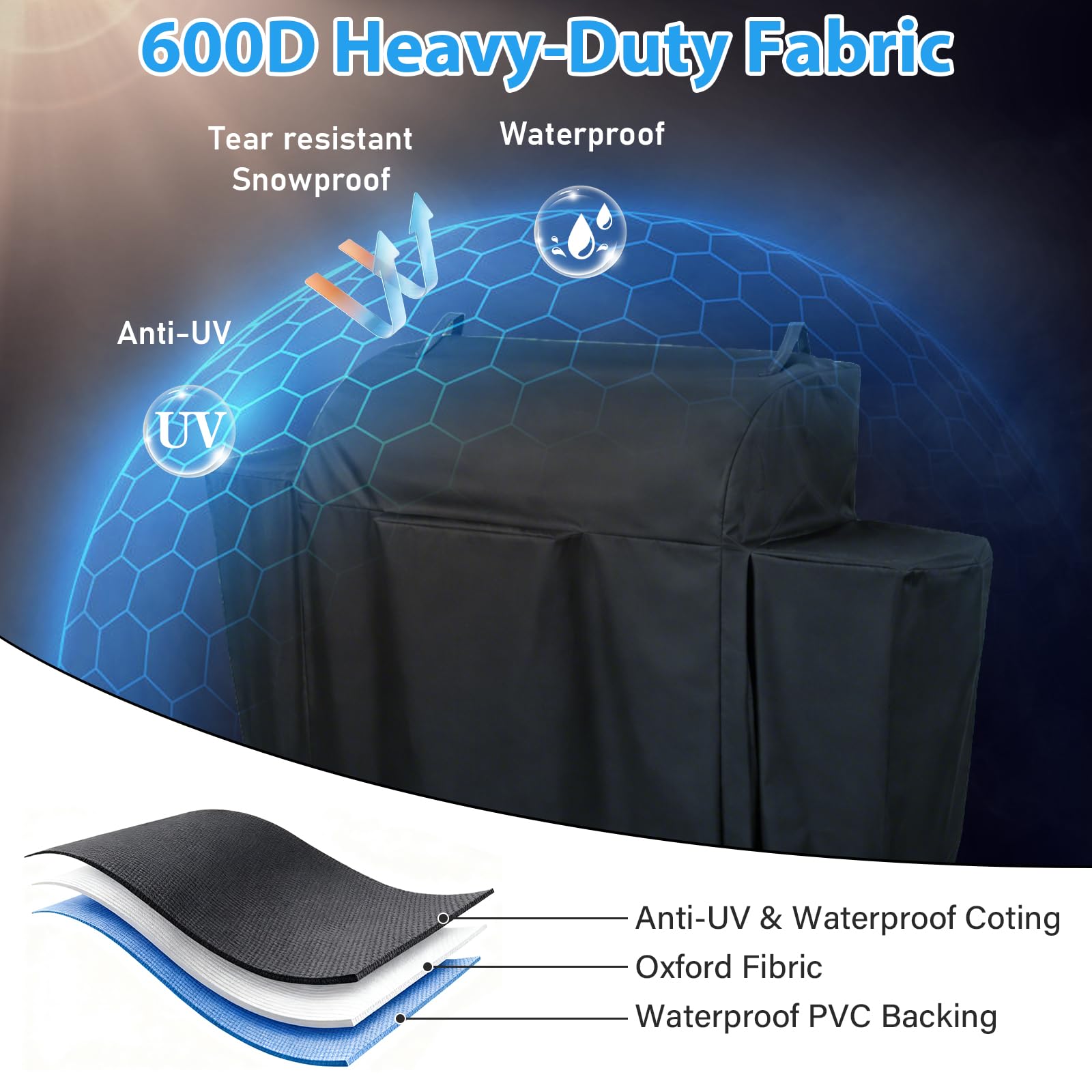Utheer Pellet Grill Cover in rainy weather scenario