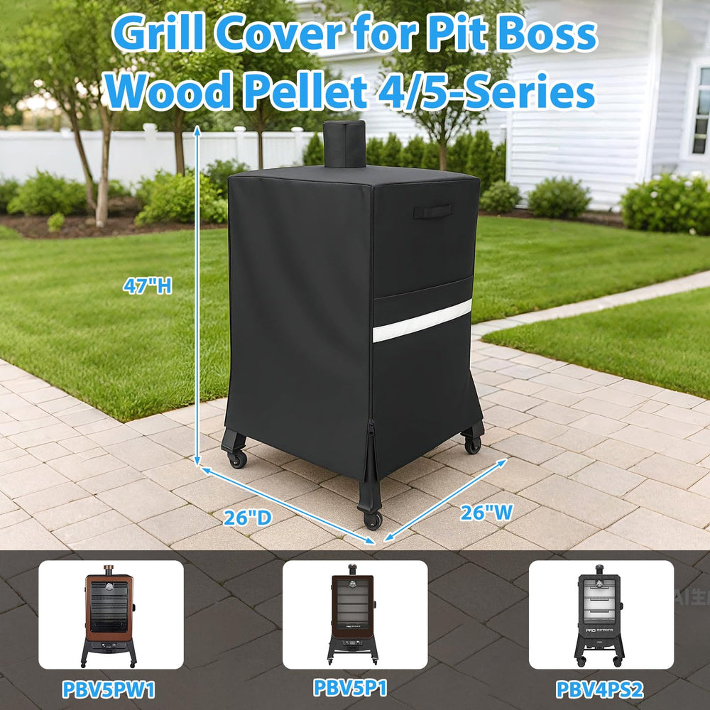 Utheer Smoker Cover side view showcasing reflective tape and handles