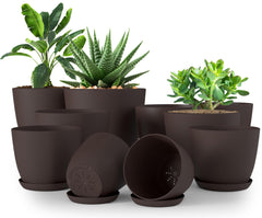 Utopia Home 10 pack brown plant pots front view