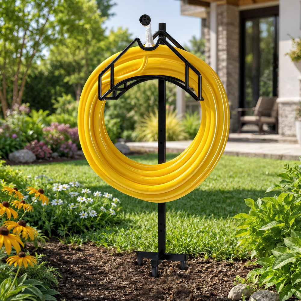 Utopia Home Garden Hose Holder black model front view