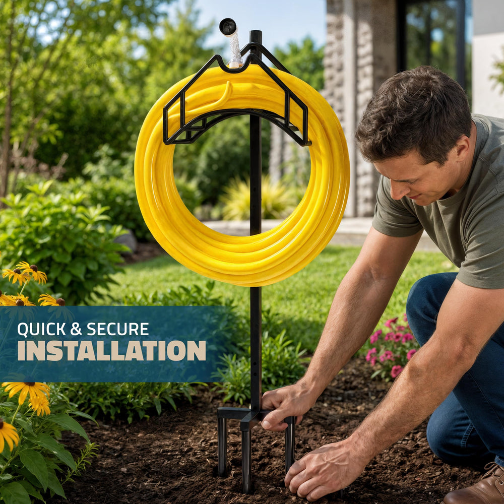 Utopia Home Garden Hose Holder showcasing detachable poles