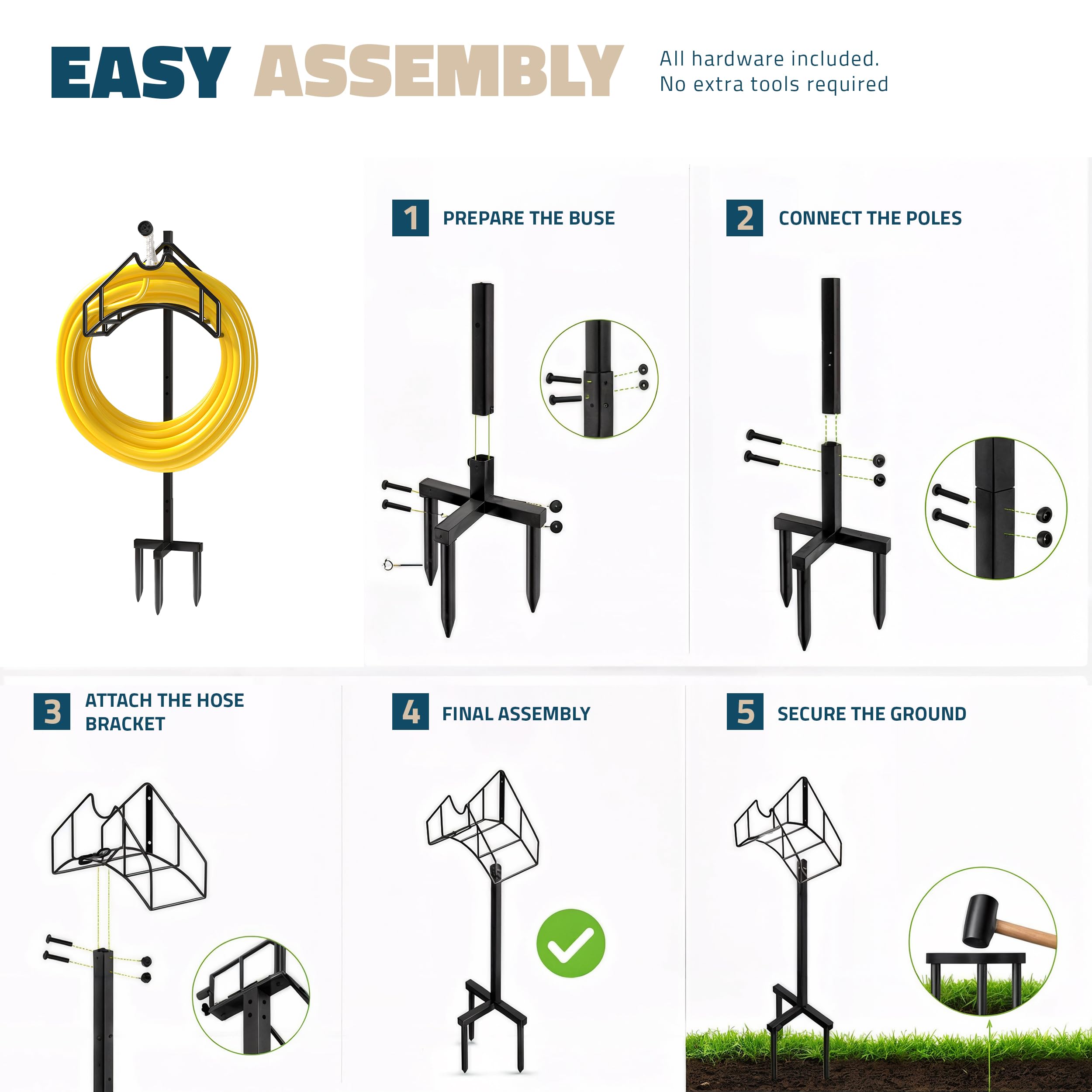 Utopia Home Garden Hose Holder with mounted installation on fence
