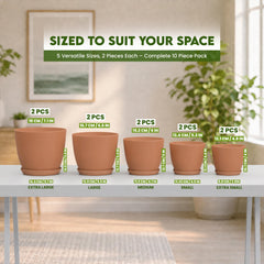 Utopia Home multi-size plant pots with matching saucers