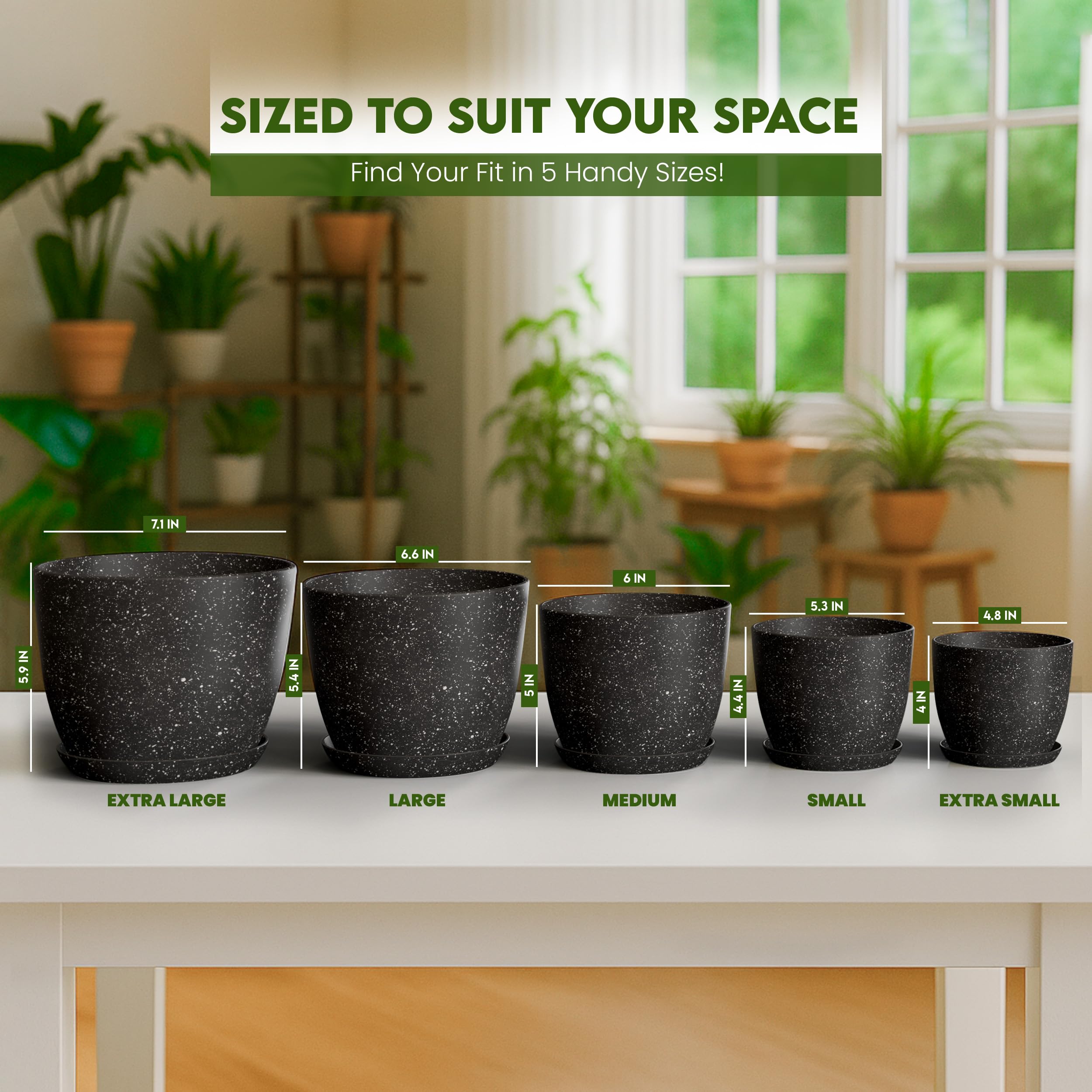 Utopia Home plant pots displayed on a garden shelf