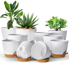 Utopia Home Self Watering Pots set of 10 in white, various sizes