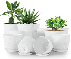 Utopia Home speckled grey indoor plant pots front view