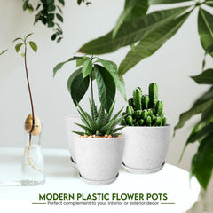 Utopia Home speckled grey plant pot on a windowsill