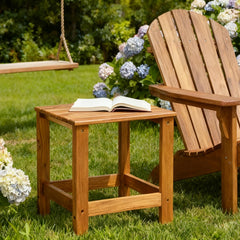 Utoplike Teak Outdoor Side Table side angle