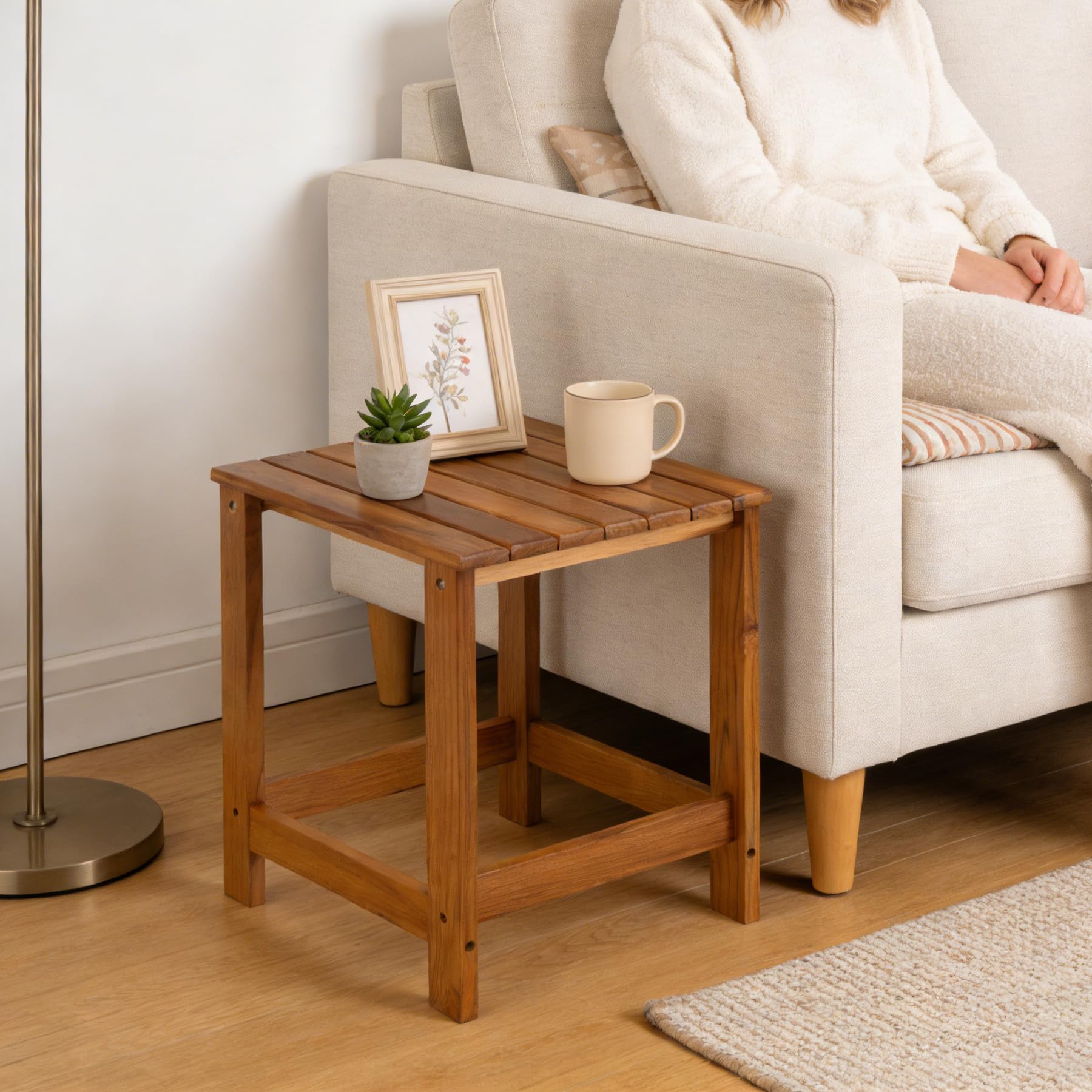 Utoplike Teak Outdoor Side Table top view