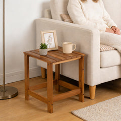 Utoplike Teak Outdoor Side Table top view