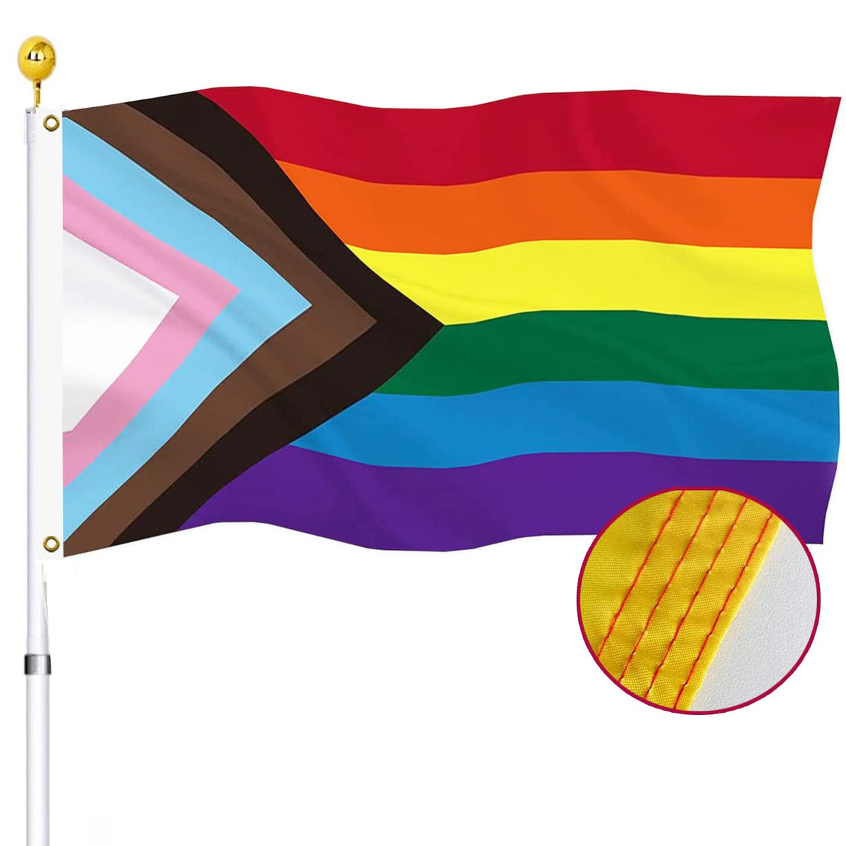 UTSANG Progress Pride Rainbow Flag 3x5 ft front view