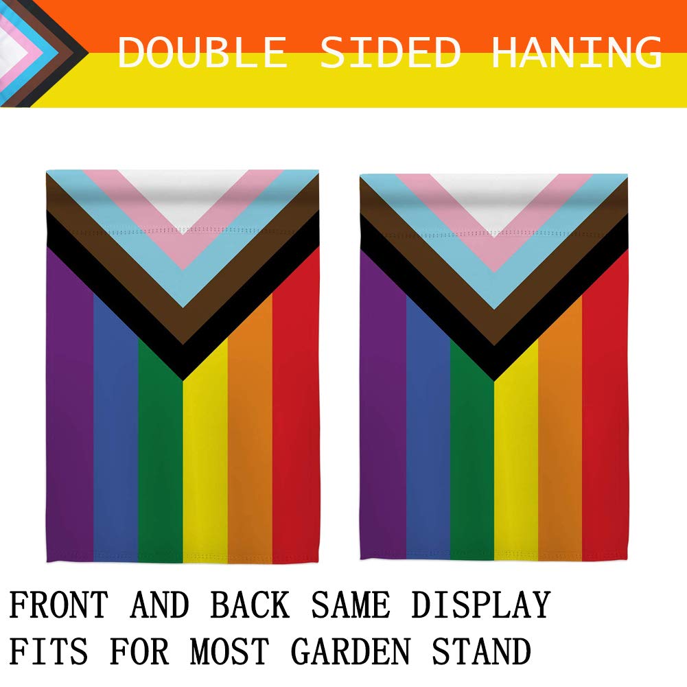 UTSANG Progress Pride Rainbow Garden Flag back view