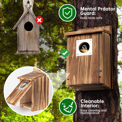 UUMENHA Bird House side view showcasing cedar wood texture