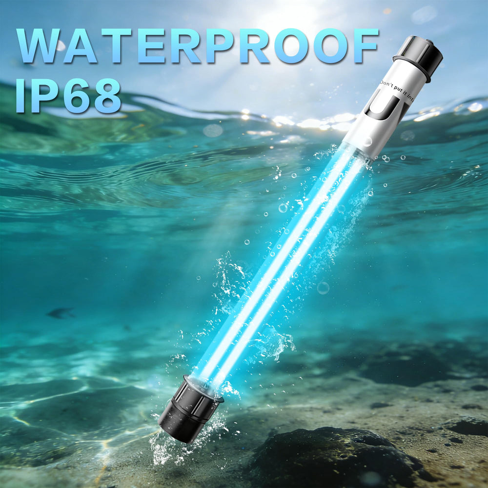 uvcoolplunge 32W Pond UV Light displayed with technical specifications