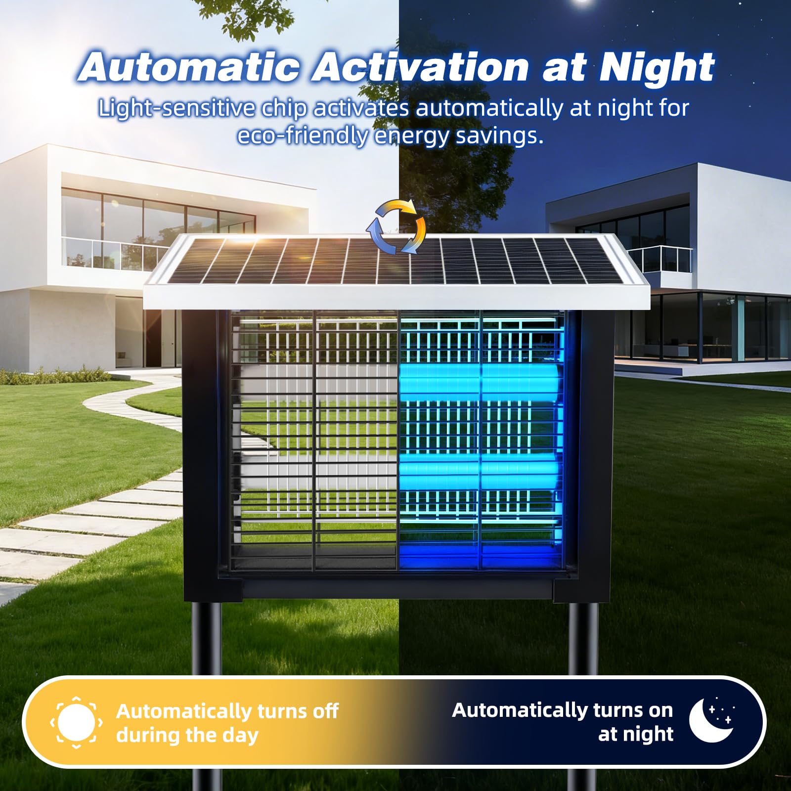 uvcoolplunge Solar Bug Zapper in a garden setting
