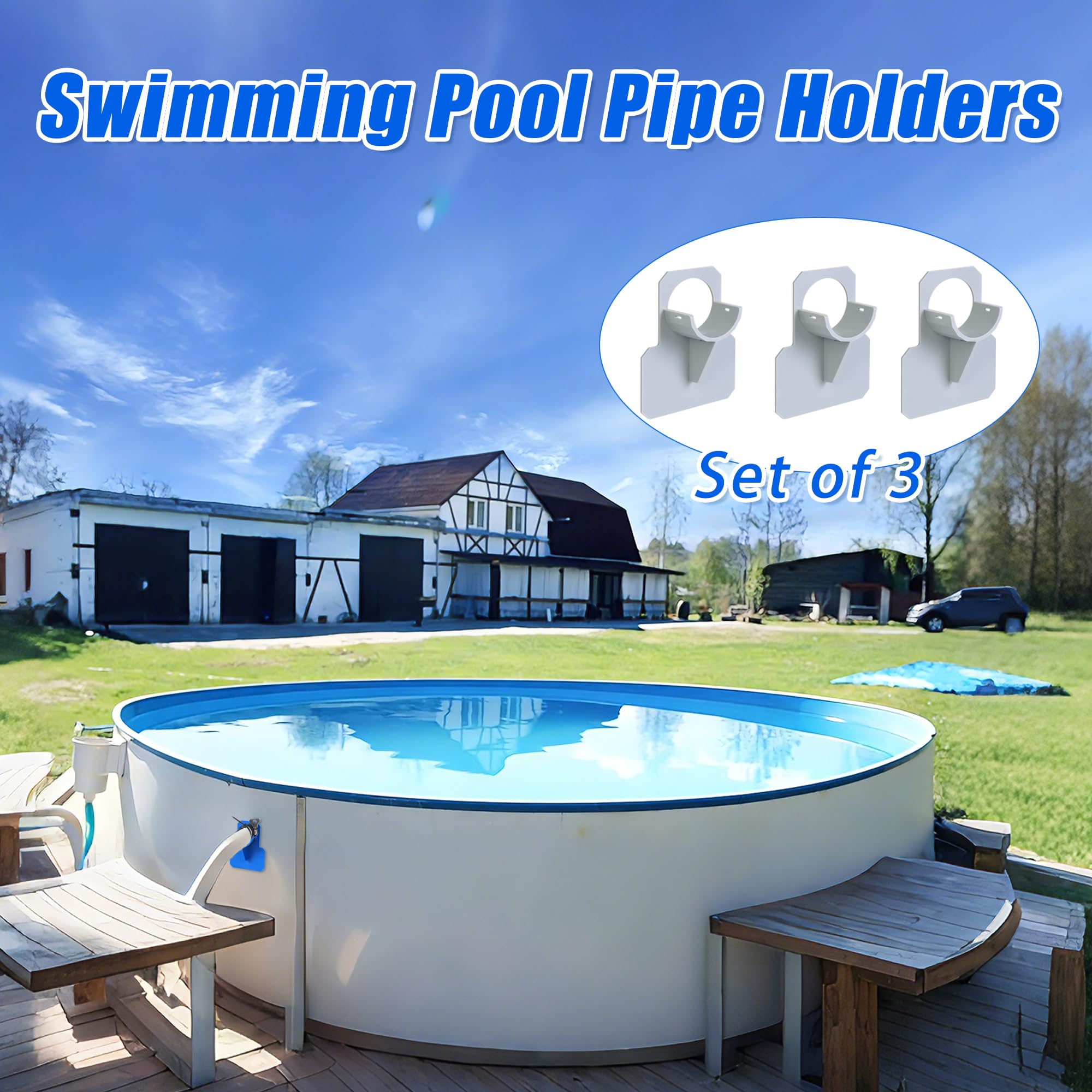 UYEDUJZ hose holders in use with pool hoses