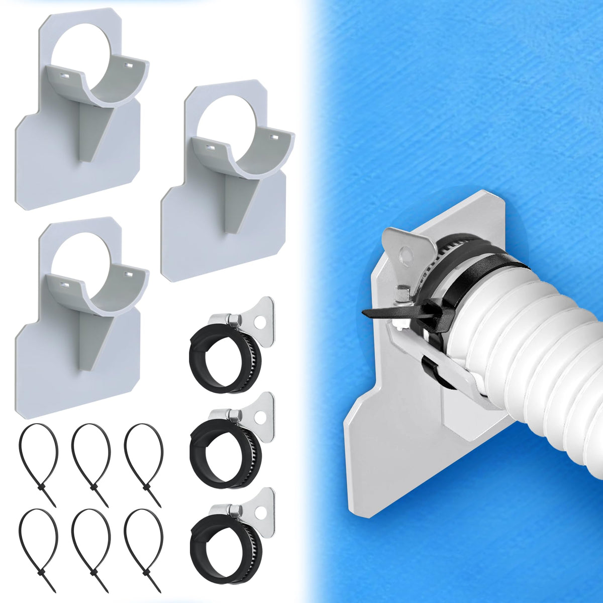 UYEDUJZ Swimming Pool Pipe Holders front view, gray