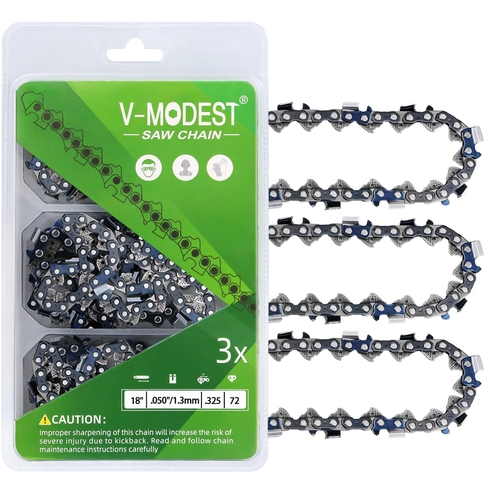 V-MODEST 18 Inch Chainsaw Chain Pack front view with three chains