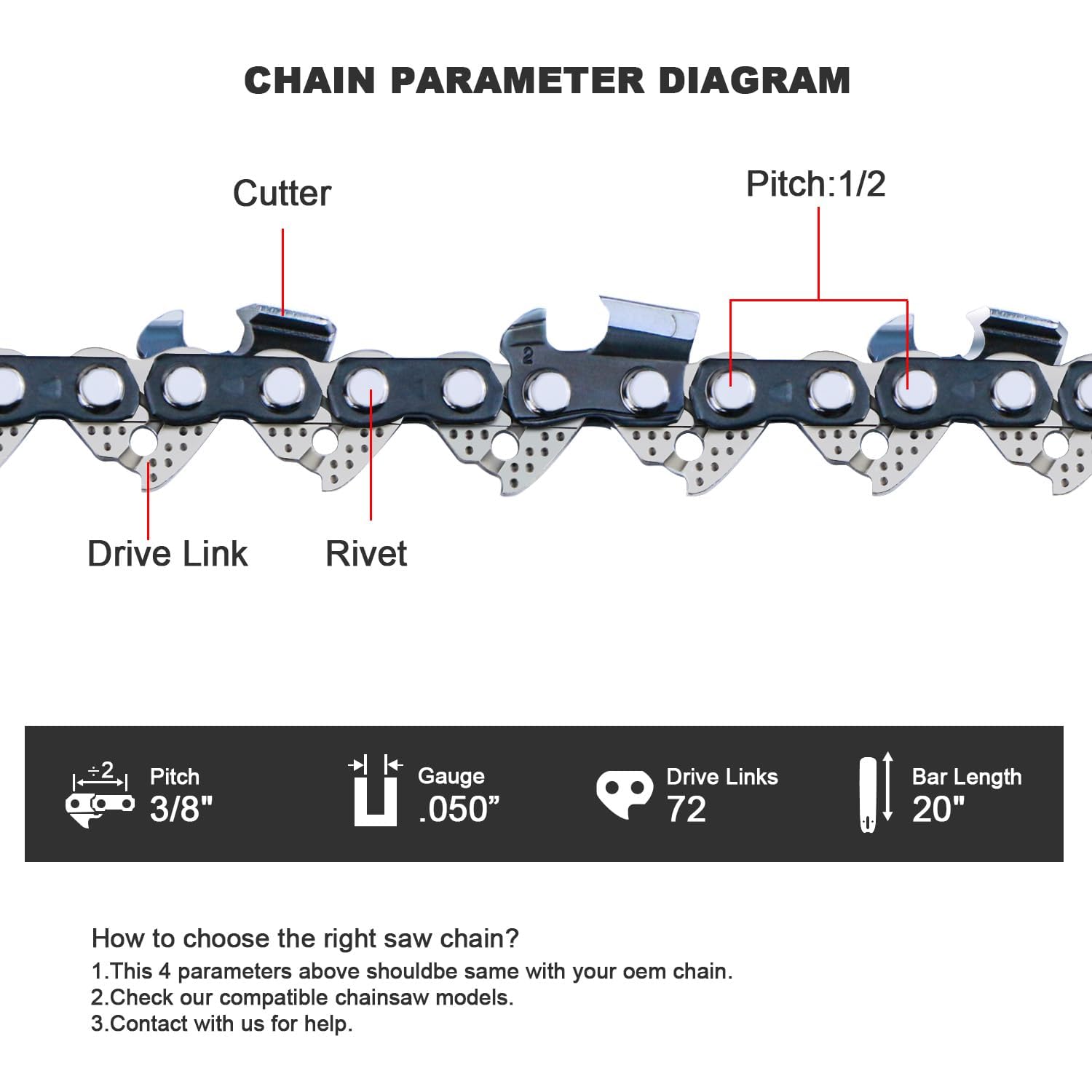 V-MODEST chainsaw chain packaging