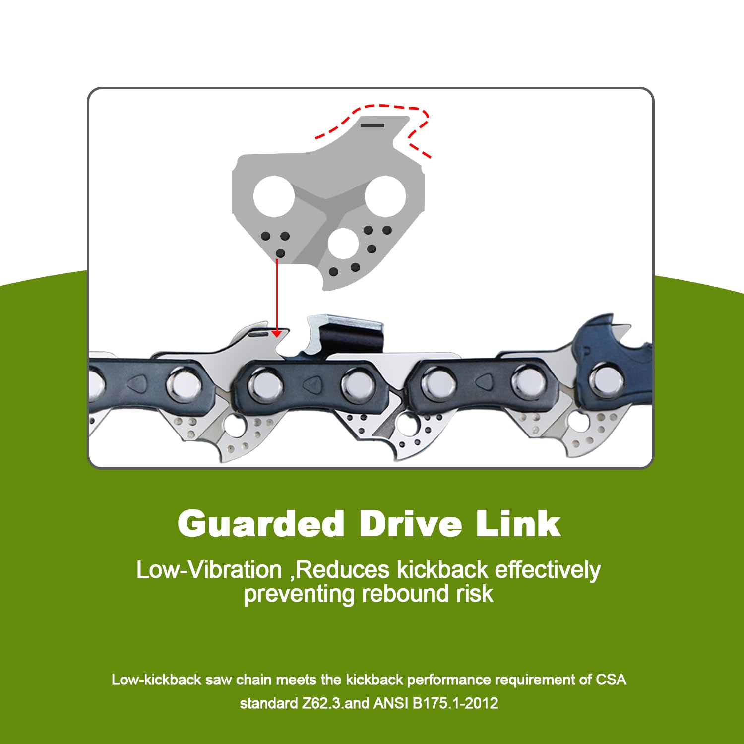 V-MODEST Chainsaw Chain showing lubrication system