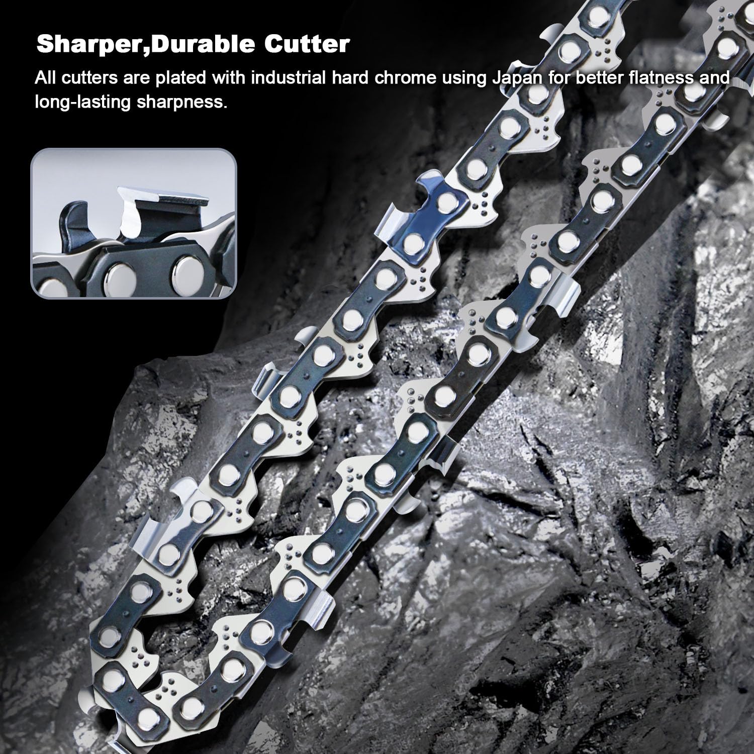 V-MODEST chainsaw chain with oil collection grooves