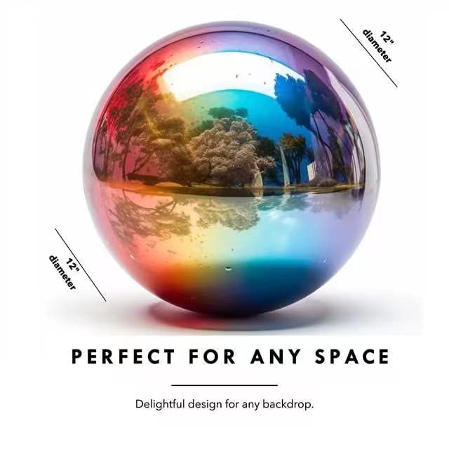 v2croft 12 Inch Gazing Globe shiny mirror surface close-up